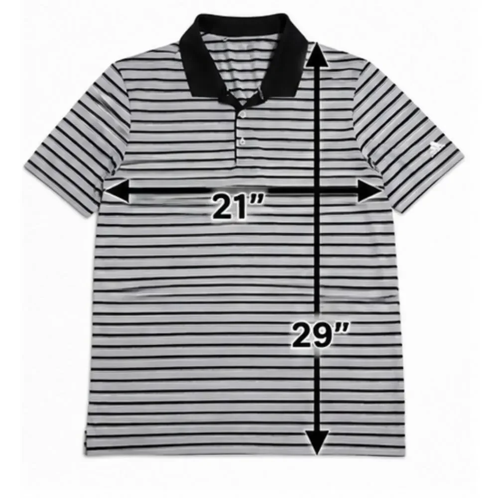 Adidas Men’s XL Golf Polo Shirt Gray Black Striped Short Sleeve Performance